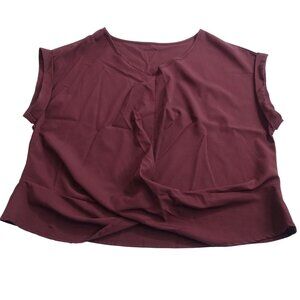 Shein Curve Burgundy Sleeveless V-neck Blouse Top Womens Size OXL 12W